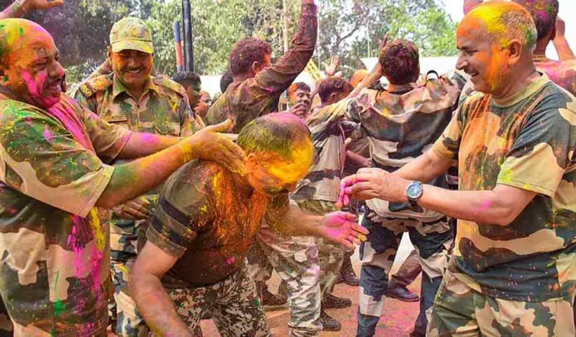 BSF Troops Celebrate Holi at India-Bangladesh Border in West Bengal's Darjeeling"