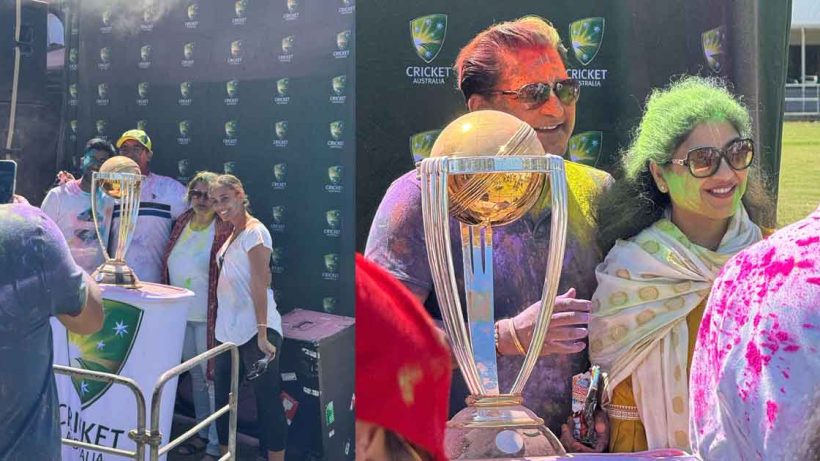 Cricket Australia Celebrates Holi with 2023 ODI World Cup Trophy