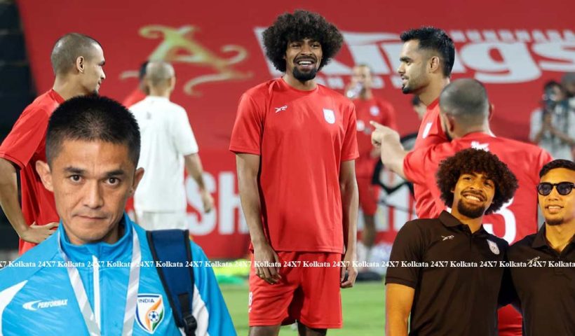 Sunil Chhetri and Hamza Choudhury in India vs Bangladesh