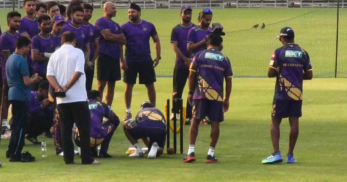 kkr-ipl-2025-preparations-ajinkya-rahane-pujo-eden-gardens