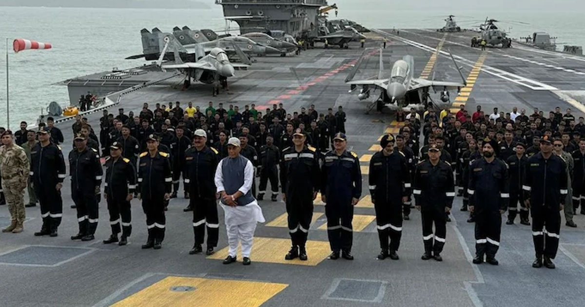 Rajnath Singh warns Pakistan from INS Vikrant