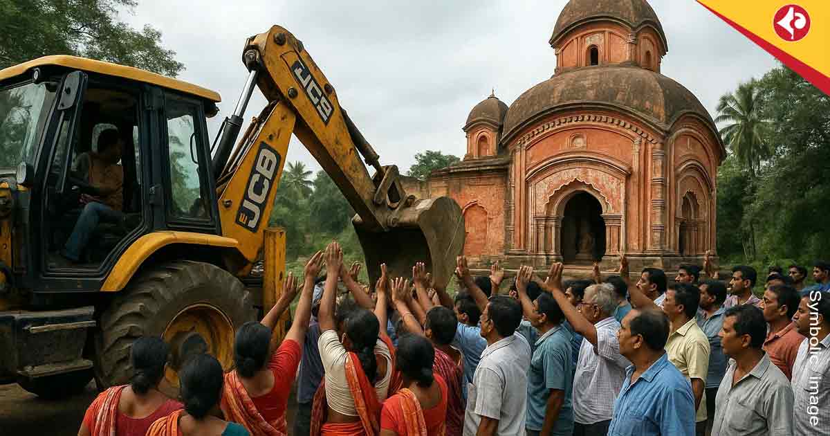 Bulldozer Halted at Mahishadal Temple: Locals Protest Demolition Attempt