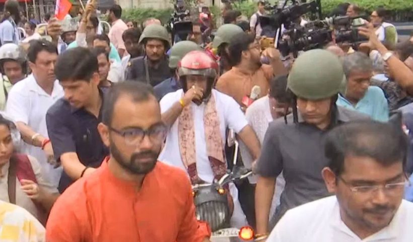 BJP Kolkata protest police blocking