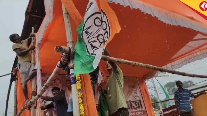 BJP vs TMC Flag Row in Magra: Tensions Flare as Trinamool Replaces Saffron Flags Before Kanya Suraksha Yatra