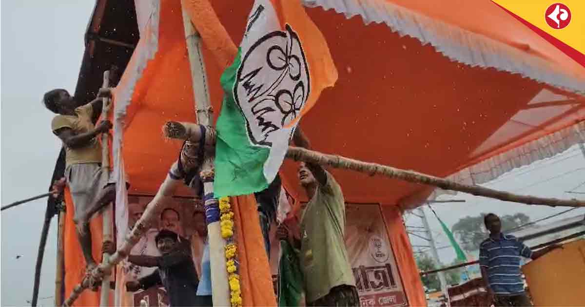 BJP vs TMC Flag Row in Magra: Tensions Flare as Trinamool Replaces Saffron Flags Before Kanya Suraksha Yatra
