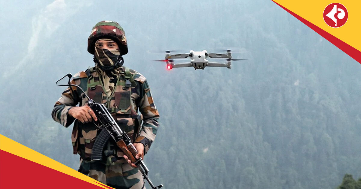 Indian Army soldier with drone