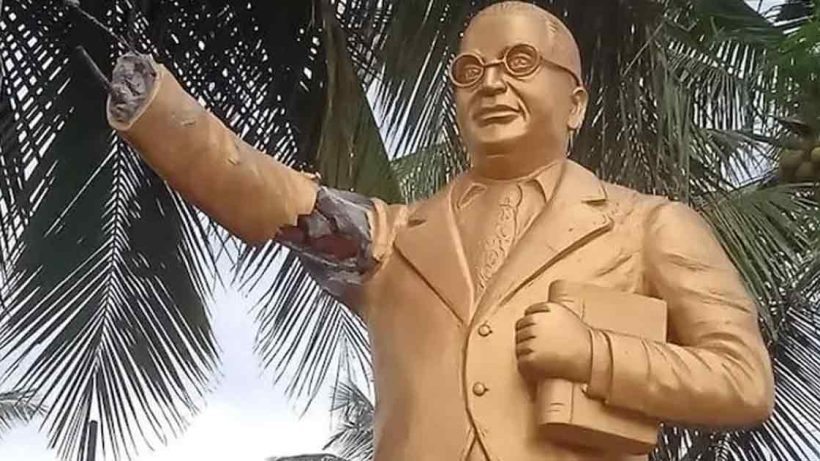Samajwadi Supporter vandalised ambedkar statue