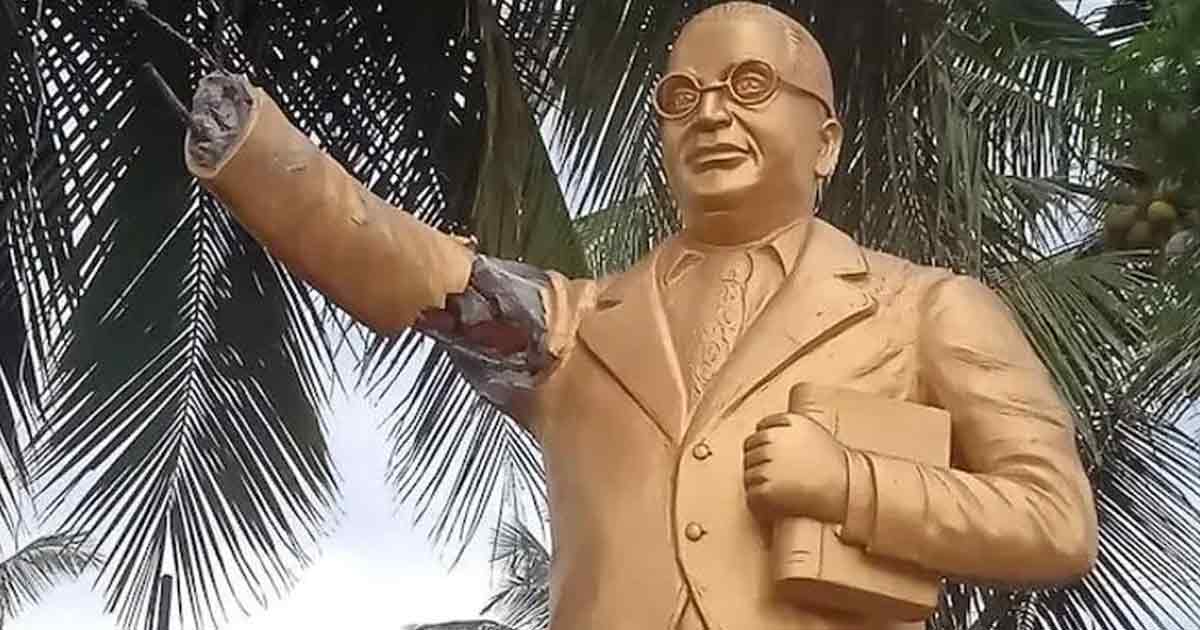 Samajwadi Supporter vandalised ambedkar statue