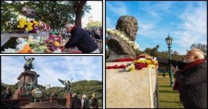Modi paying tribute to tagore