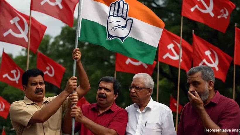 CPIM supporters embarrassed the party by hoisting the Indian National Congress flag, mistaking it for the National Flag