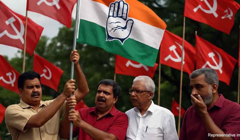 CPIM supporters embarrassed the party by hoisting the Indian National Congress flag, mistaking it for the National Flag
