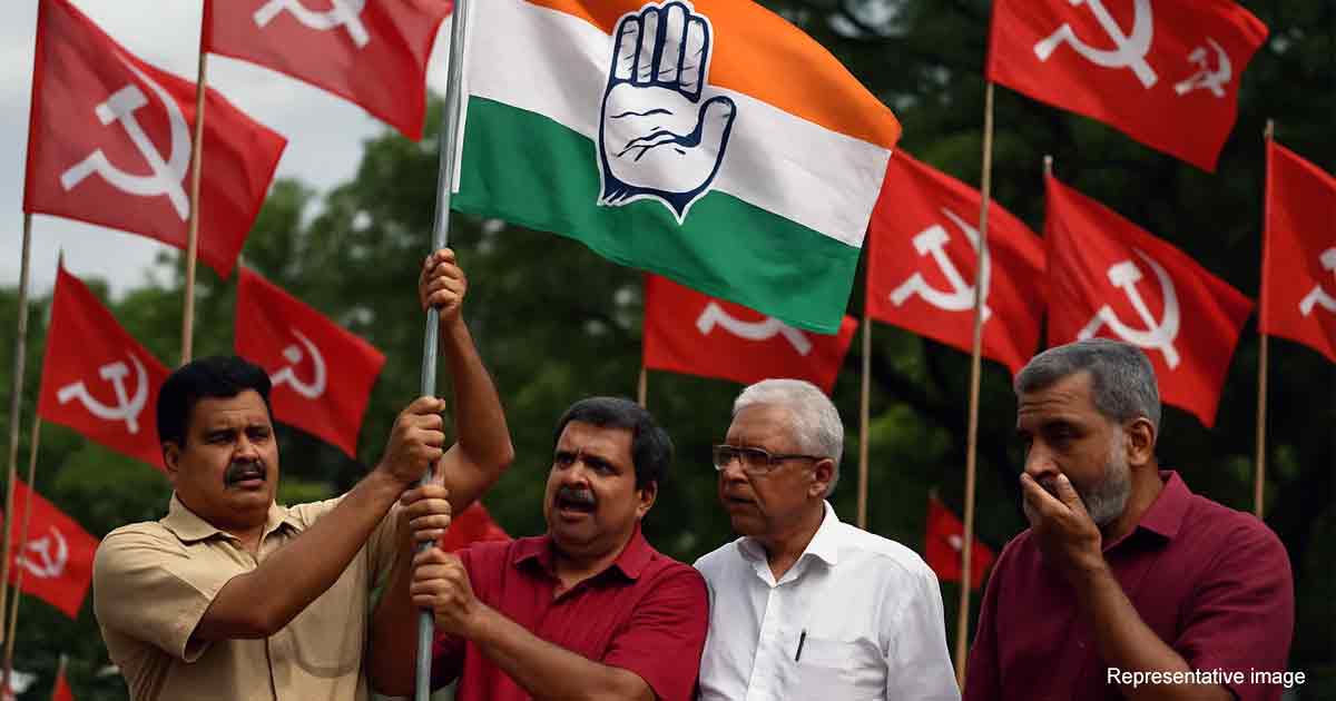 CPIM supporters embarrassed the party by hoisting the Indian National Congress flag, mistaking it for the National Flag
