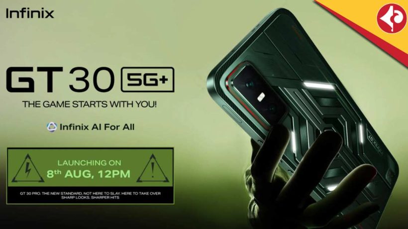 Infinix GT 30 5G Gaming Smartphone Launching on August 8