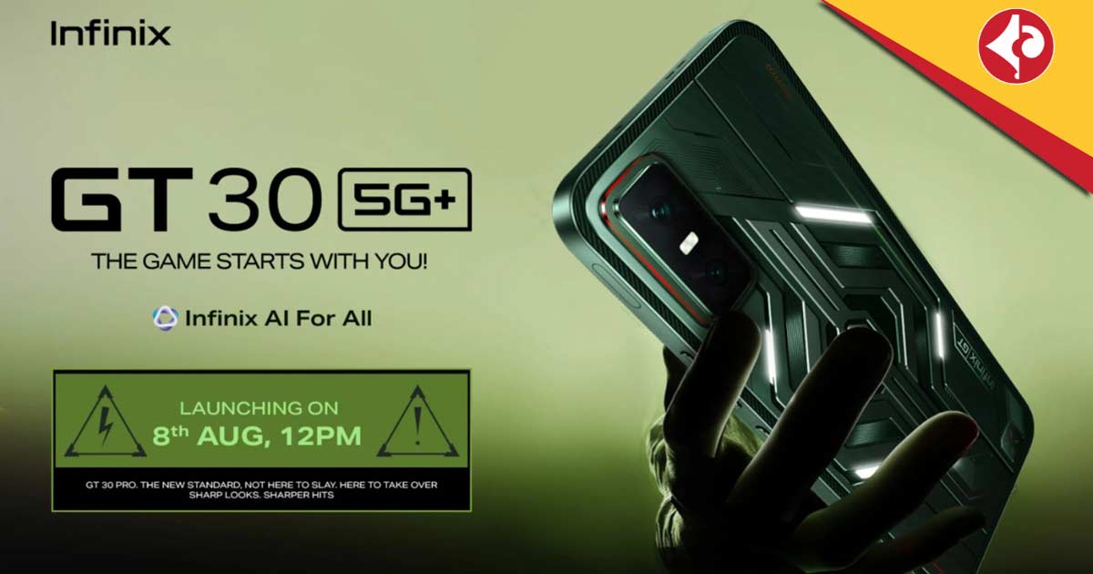 Infinix GT 30 5G Gaming Smartphone Launching on August 8