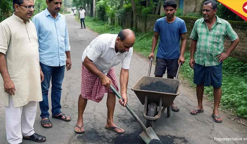 Panchayat Member Funds Rural Road Repair in TMC-Ruled Bengal