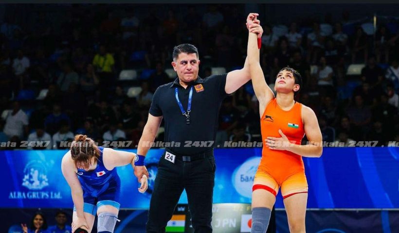 Tapasya Gahlawat won gold medal at 2025 Wrestling Junior World Championships in Samokov at Bulgaria