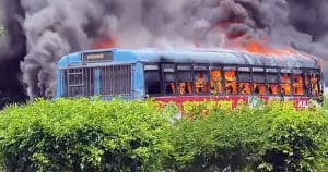 NBSTC bus catches fire