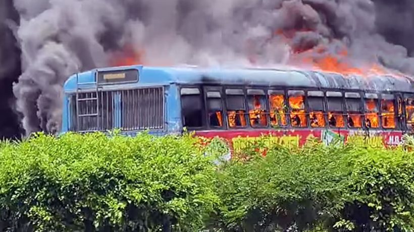 NBSTC bus catches fire