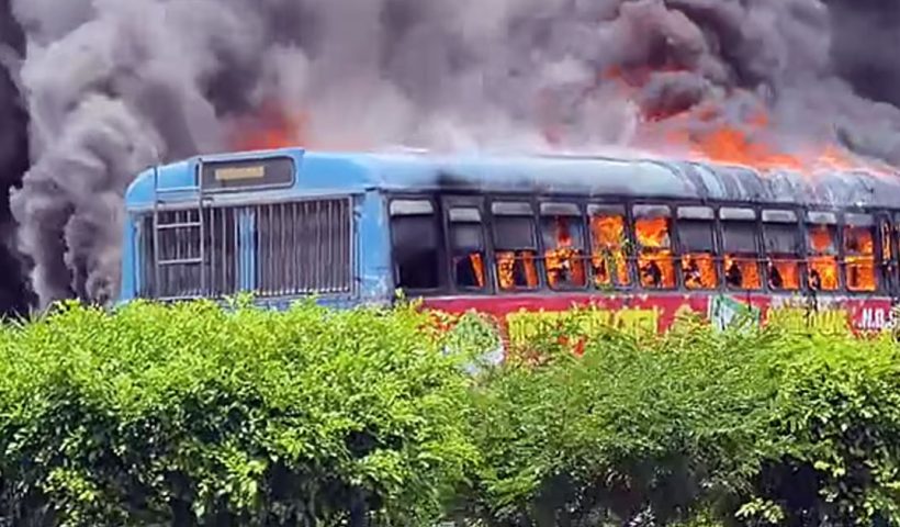 NBSTC bus catches fire
