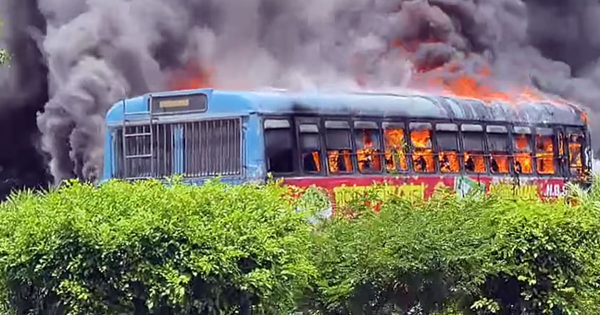 NBSTC bus catches fire