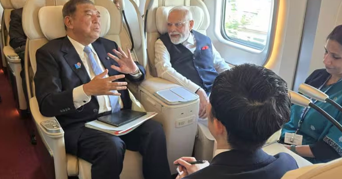 modi rides bullet train in japan