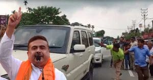 Black Flags Shown to BJP Leader Suvendu Adhikari During Singur Visit