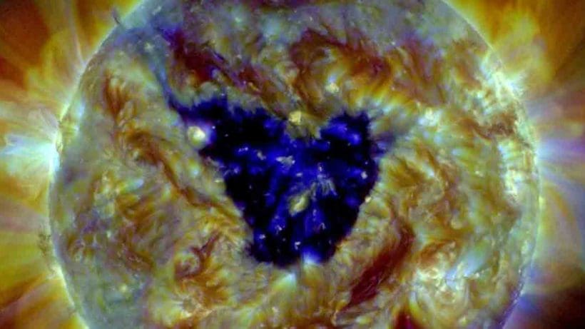 Butterfly-shaped hole on the sun