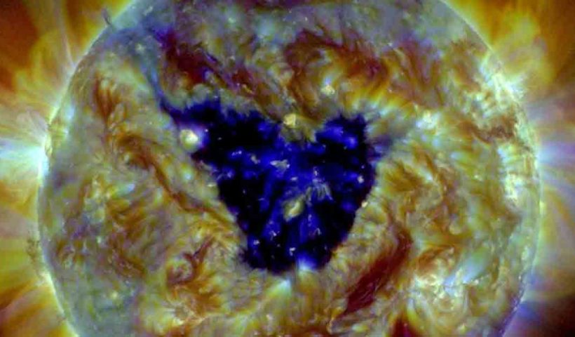Butterfly-shaped hole on the sun