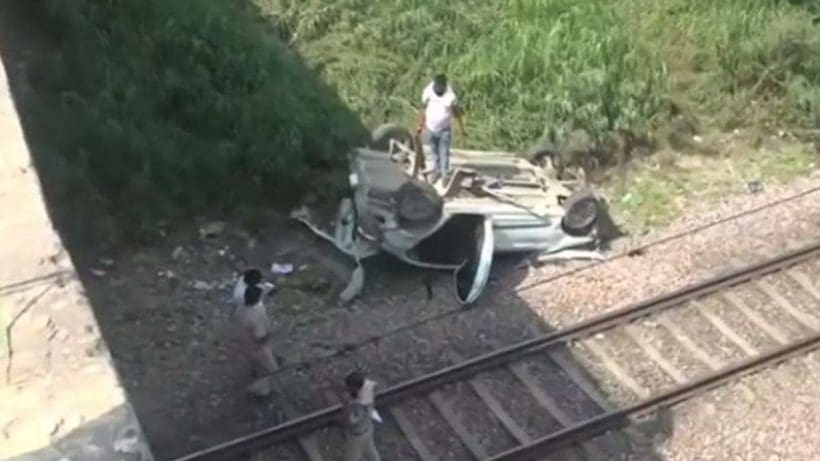 Car Falls from bridge