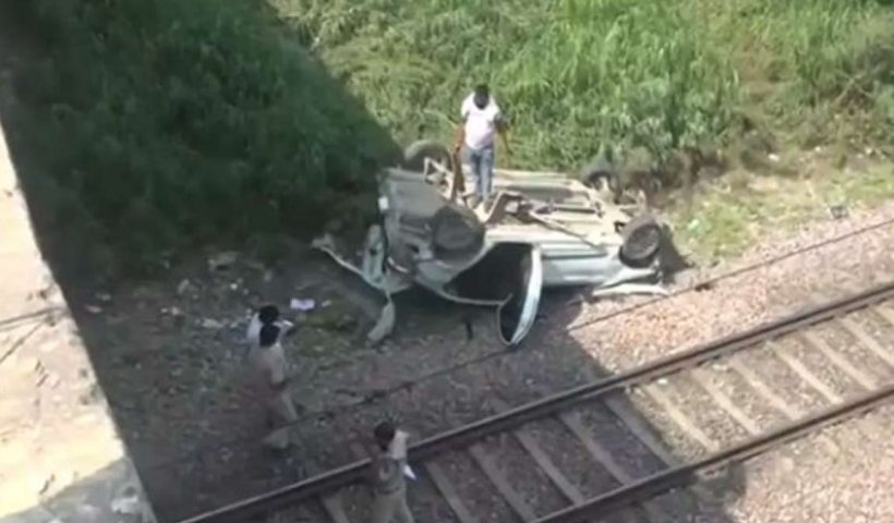 Car Falls from bridge