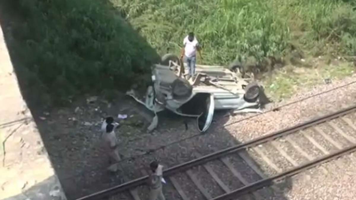 Car Falls from bridge