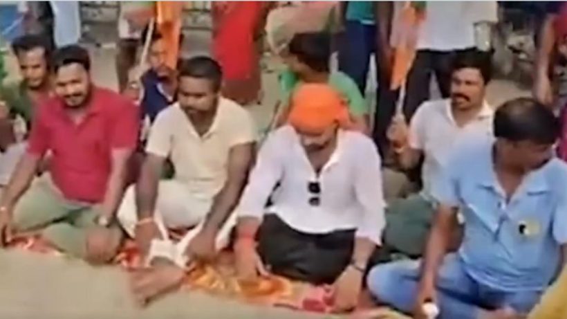 Khagen Murmu in protest