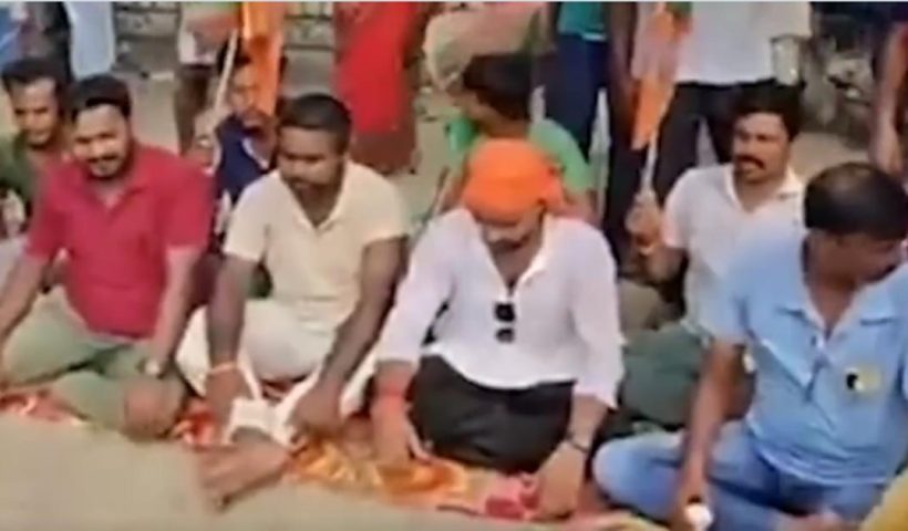 Khagen Murmu in protest