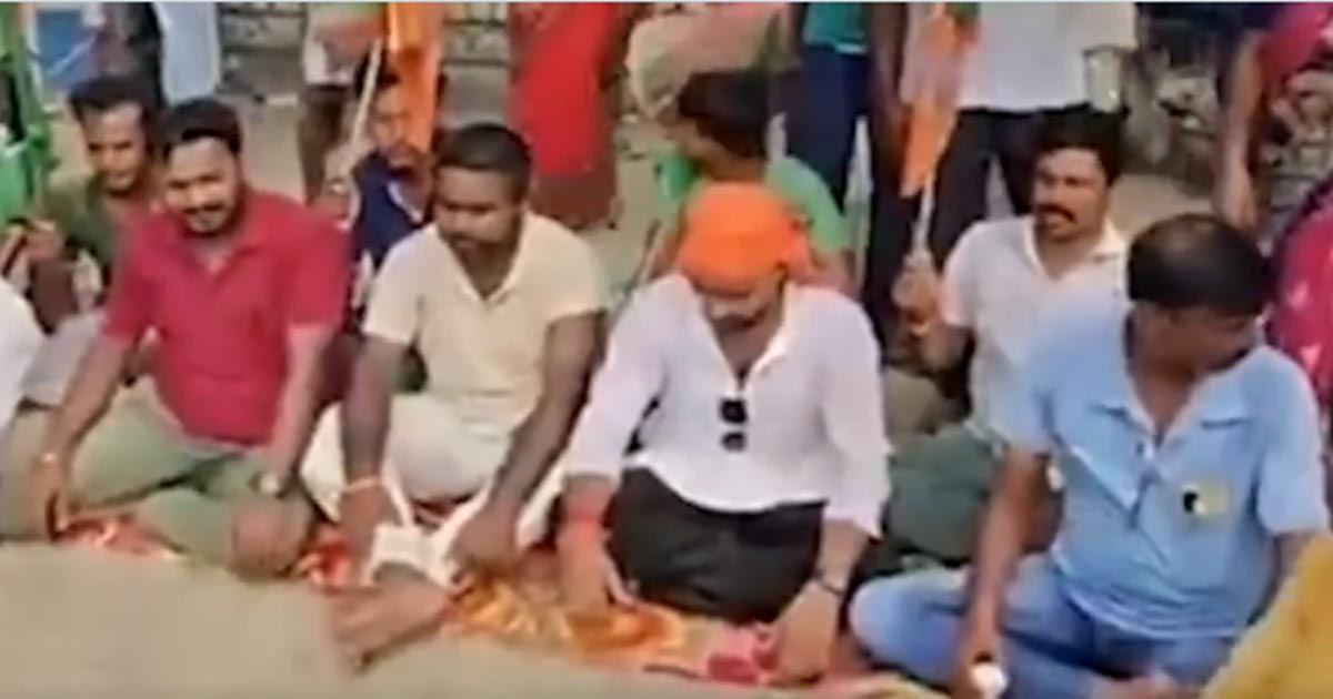 Khagen Murmu in protest