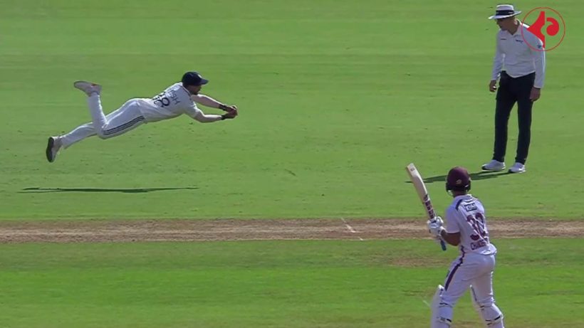 India vs West Indies in Ahmedabad Test Nitish Kumar Reddy grabs flying catch viral on Social Media