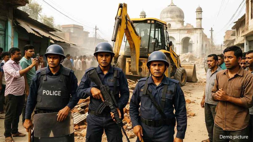 Nepal Durga Puja clashes bulldozer action
