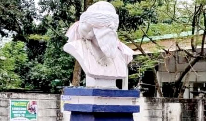 north-dinajpur-shocked-by-rabindranath-tagore-statue-with-hidden-eyes