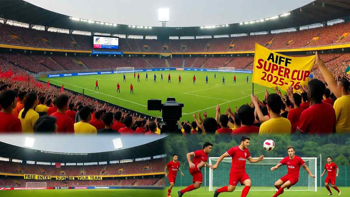 The AIFF Super Cup 2025-26 kicks off tomorrow in Goa. 16 clubs will compete in the group stage for 4 semi-final spots. Live streaming on JioCinema, Star Sports, Khel, and YouTube. Free entry for spectators at select stands.