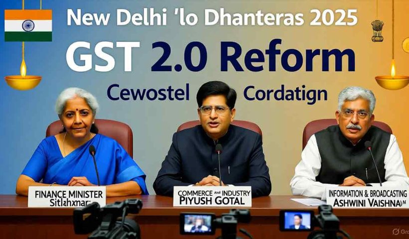 On Dhanteras 2025, Finance Minister Nirmala Sitharaman, Piyush Goyal, and Ashwini Vaishnaw will hold a joint press conference to discuss GST 2.0 reforms and their impact on India’s economy and festive sales.
