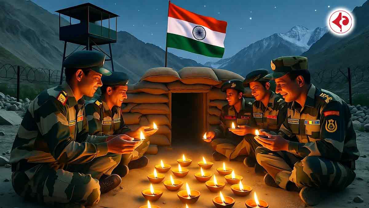 Indian Army soldiers celebrated Diwali at the LoC with diyas and sweets, symbolizing their sacrifice and commitment to the nation while guarding the borders.