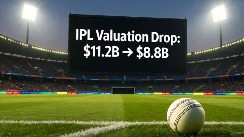 The Indian Premier League’s (IPL) valuation has fallen sharply to $8.8 billion in 2025, down from $11.2 billion in 2023. Analysts cite high costs, declining viewership, and sponsorship issues.