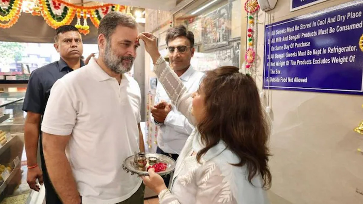Rahul Gandhi sweet shop visit Diwali