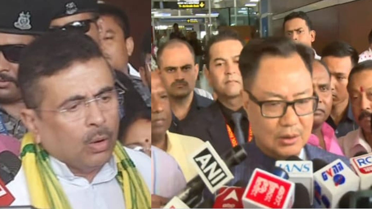 Suvendu Adhikari and Kiren Rijiju in Bagdogra