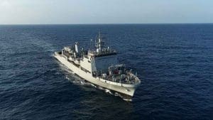INS Ikshak, third indigenous Survey Vessel (Large), commissioned on Nov 6, 2025, at Kochi by CNS Admiral Tripathi. Over 80% indigenous, boosts hydrographic surveys, HADR roles, and women's inclusion in Navy.