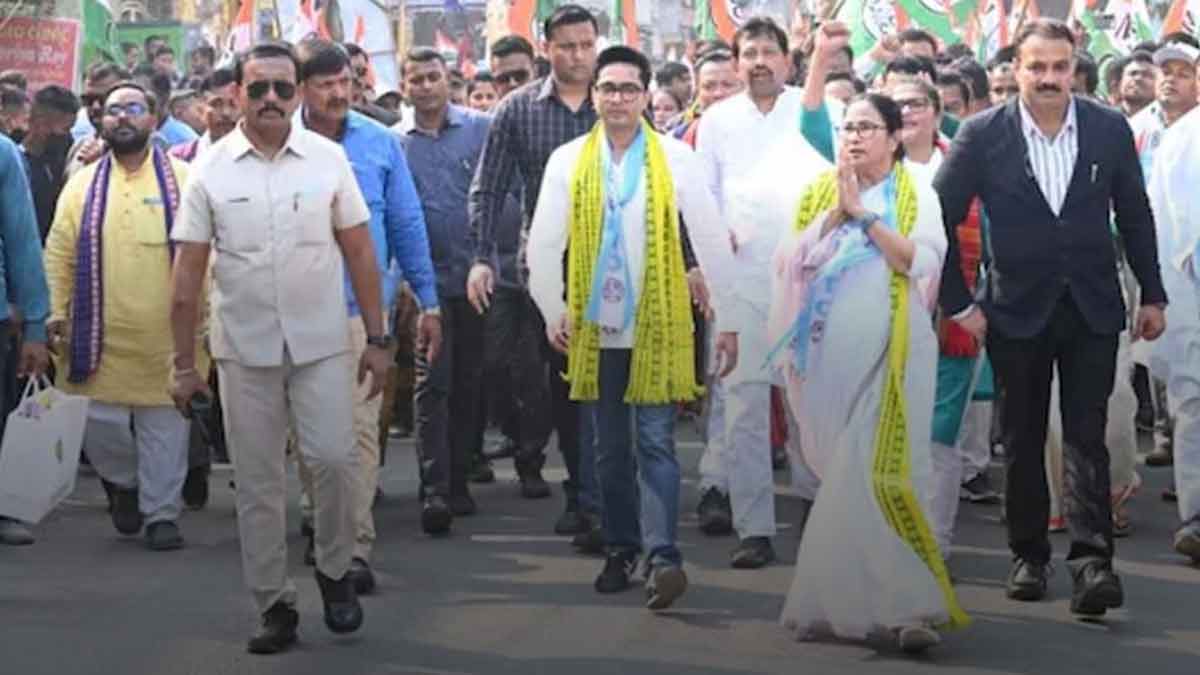Mamata and Abhishek Begin TMC Mega Rally with Tribute at Ambedkar Monument