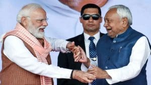 Nitish Kumar Modi Foot Touch Controversy