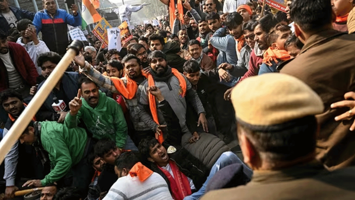 Protests Outside Bangladesh High Commission In Delhi