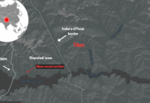 Chinese structures near Pangong Lake