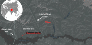 Chinese structures near Pangong Lake