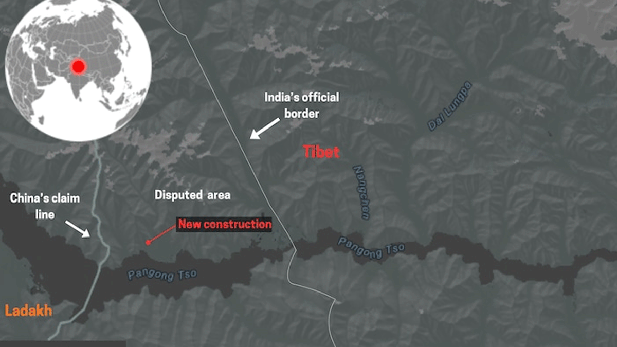 Chinese structures near Pangong Lake